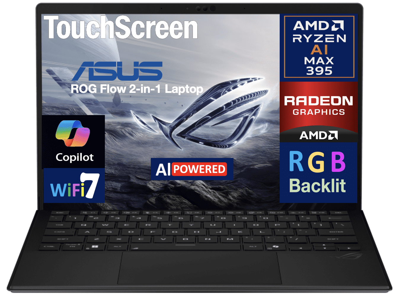 ASUS ROG Flow Creator 2-in-1 Laptop 13.4in Touchscreen LCD WQXGA Display (AMD AMD Ryzen AI MAX 395, 32GB LPDDR5X, 2TB M.2 PCIe SSD, Win 11 Pro) w/Microsoft 365 Personal , DKZ USB Port Expander