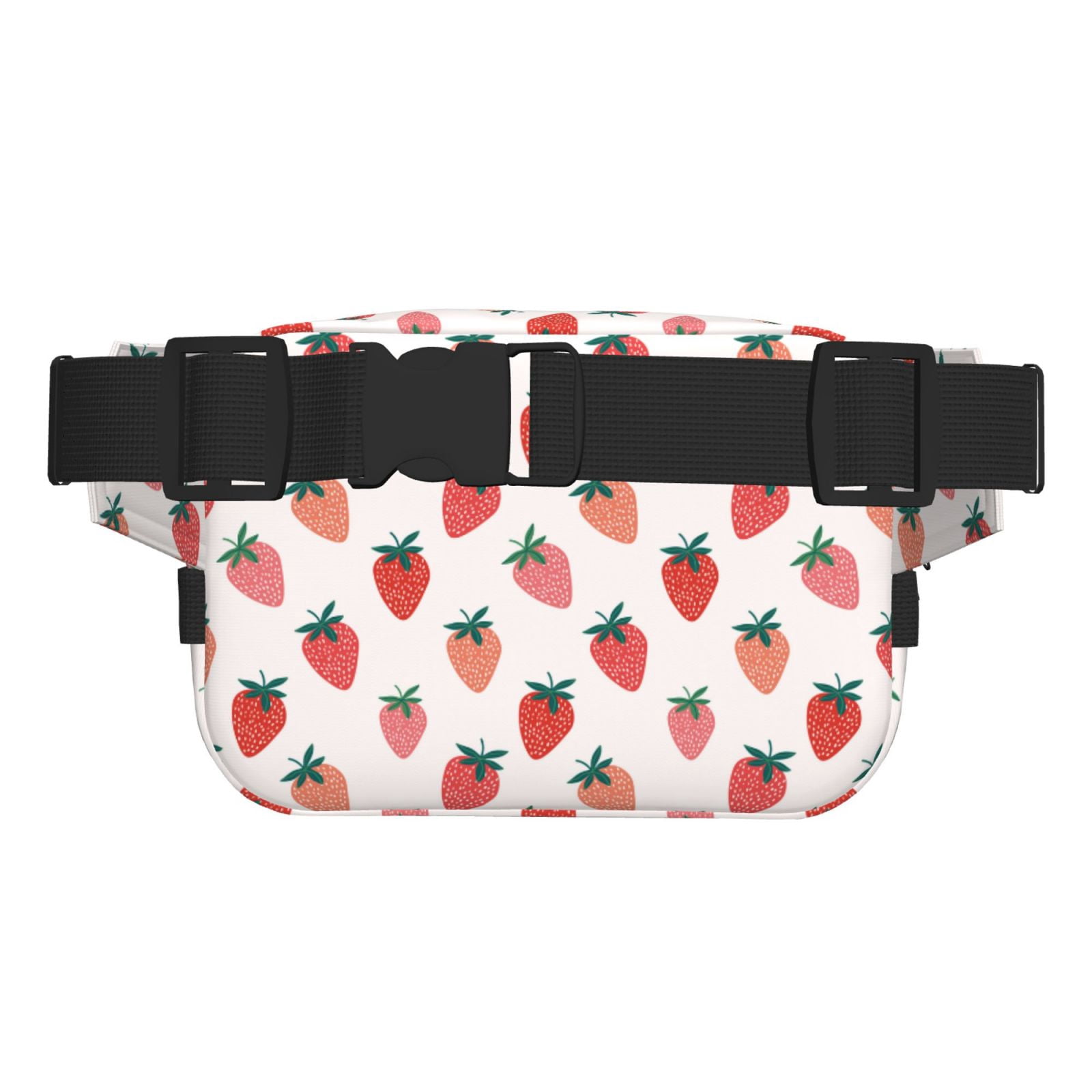 Picia Hand Drawn Strawberry Print Square Double-Layer Waist Bag Mini Adjustable Waist Belt Bag Exercise Running Travel Hiking