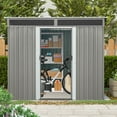thumbnail image 6 of 8 ft x 6 ft Outdoor Metal Storage Shed with Window, Transparent Plate, and Lockable Sliding Door – Garden and Lawn Storage, 6 of 9