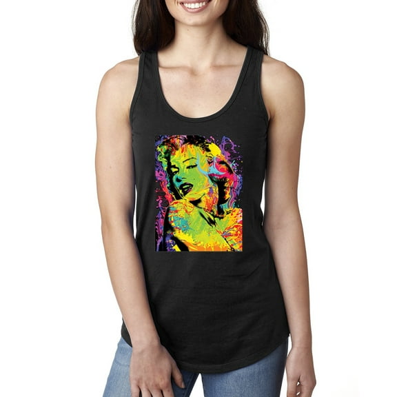 Wild Bobby, Colorful Woman Marilyn Monroe Pop Culture Ladies Racerback Tank Top, Black, Small