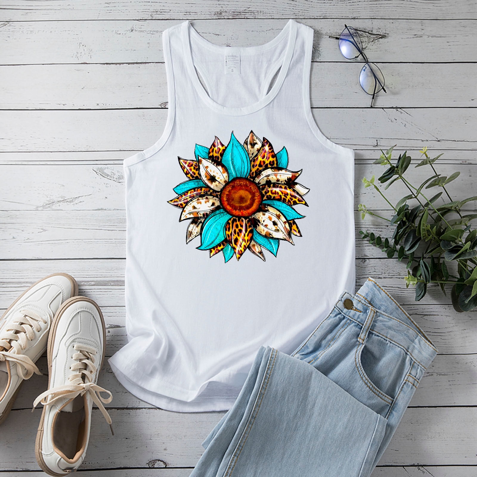 HSMQHJWE Steelers Tank Top Women Apparel Shirt Women Sleeveless Summer Tops  Tank Top Cute Flower Bouquet Graphic Casual Vacation Shirt Top Cropped 