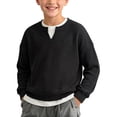 thumbnail image 6 of Bixock Toddler Boys Sweatshirts Long Sleeve Tops Crew Neck Solid Color Fake 2-Piece Layering Top Casual Sweatshirt Warm Soft Breathable Daily Wear Boys Clothings, 6 of 6