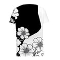 thumbnail image 5 of Dazajoo Boho Floral Short Sleeve Shirts for Women 2024 Summer Dressy Casual V Neck Slant Lapel Summer Tops Womens Trendy Loose Fit Button Tees Shirt,Black,M, 5 of 5