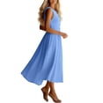thumbnail image 5 of cocolona Womens Summer Linen Sleeveless Tank Dress Button V Neck Flowy Long Maxi Dress Casual Solid Color Vacation Beach Sundress, 5 of 7