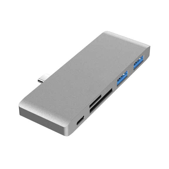 5-In-1 Multiport USB-C Hub With Type-C Port Update Sd Micro Sd Card Slot 2 USB 3.0 Charging Port USB Type C 3.1 Port For Macbook Pro Air 2020 2019 13/15/16'' &Xps More Devices Gray