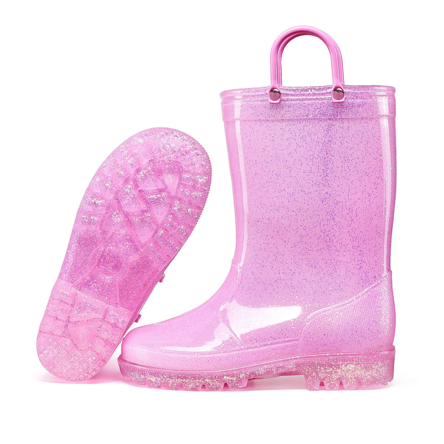 Bocca Kids' Waterproof Glitter Rain Boot Pink photo 2