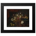 thumbnail image 2 of François Habert 14x12 Black Modern Framed Museum Art Print Titled - A Still Life of Flowers Set on a Table With&nbsp;A Carpet, a Music Book and a Dog Seated on a Pillow (1649), 2 of 5