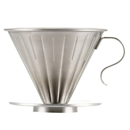 

Stainless Steel Coffee Dripper Cone Coffee Drip Filter Cup Permanent Pour Over Coffee Maker with Separate Stand for 1-2 Cups (Silver)
