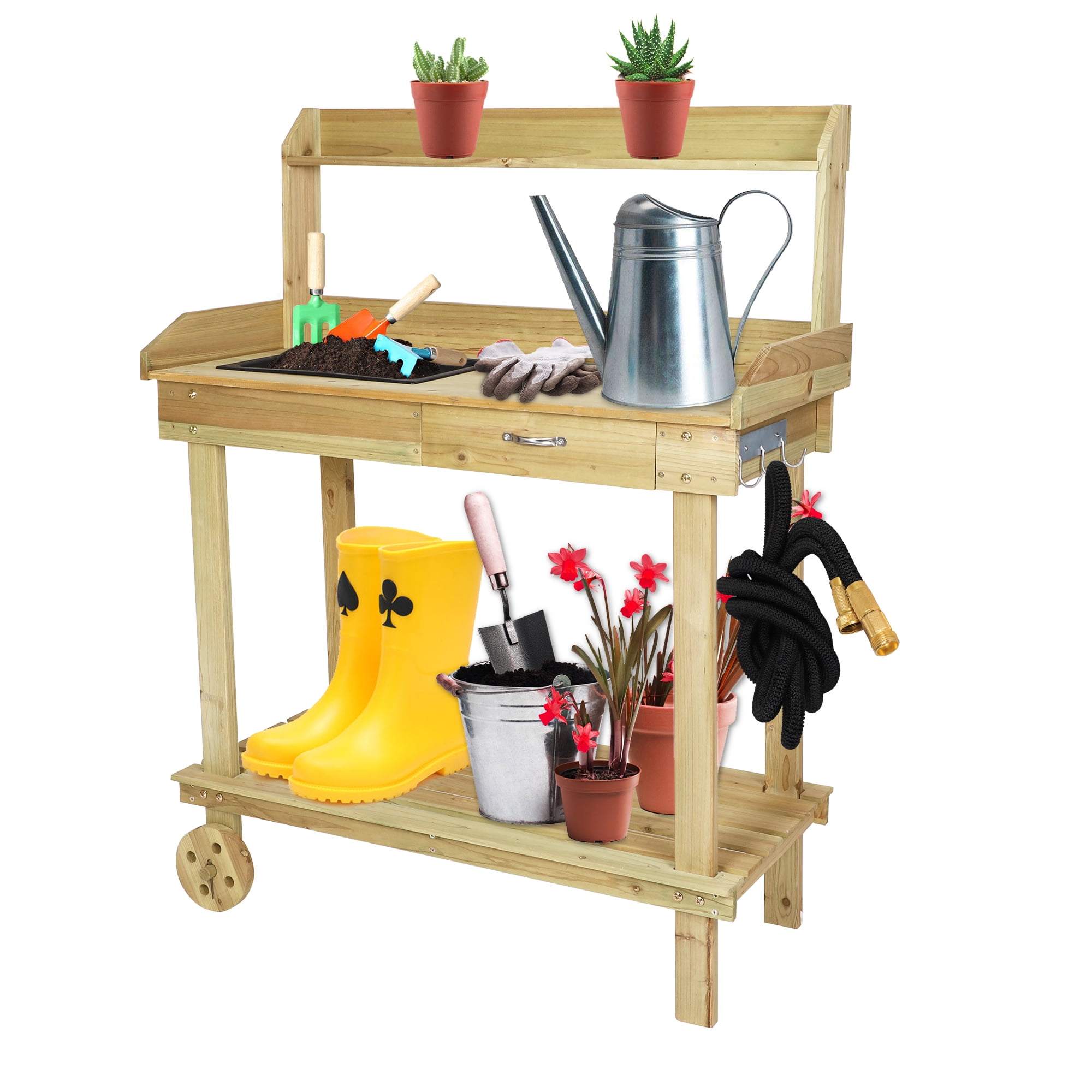 Convenience Concepts Deluxe Potting Bench Light Oak Without Cabinet for sale online 