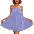 thumbnail image 2 of Tqcoqu Women's Summer Dress Sundresses Sleeveless Ruffle Swing Trendy Casual Flowy Vacation Mini Dress,Purple,Women's S-XXXL, 2 of 8