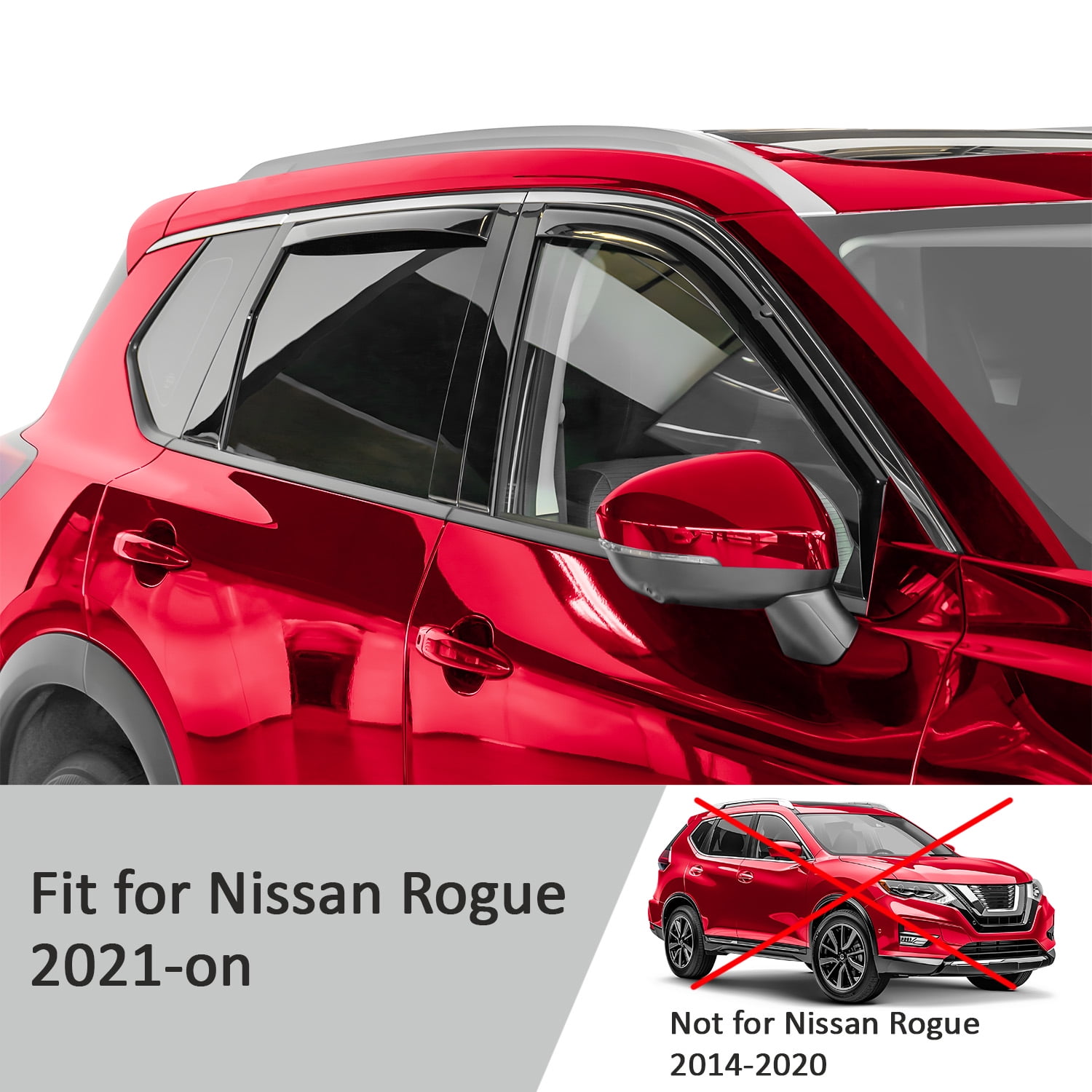 Voron Glass In-Channel Extra Durable Rain Guards for Nissan Rogue 2021-2026, Window Deflectors, Vent Window Visors, 4 Pieces - 200744