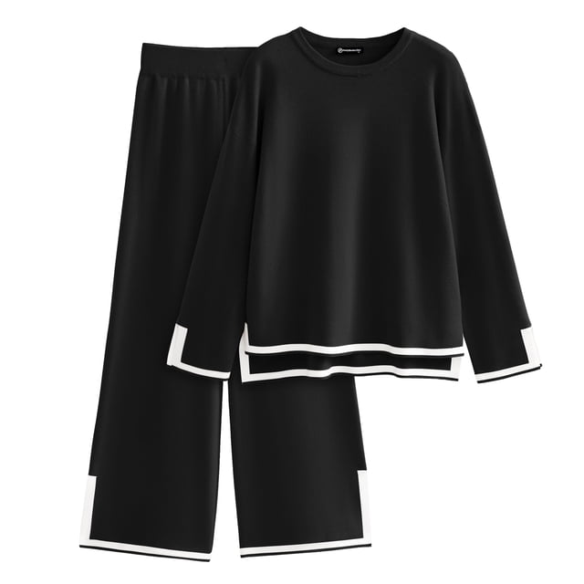 Conjunto Coordinado PRETTYGARDEN XL Suéter de Punto Negro
