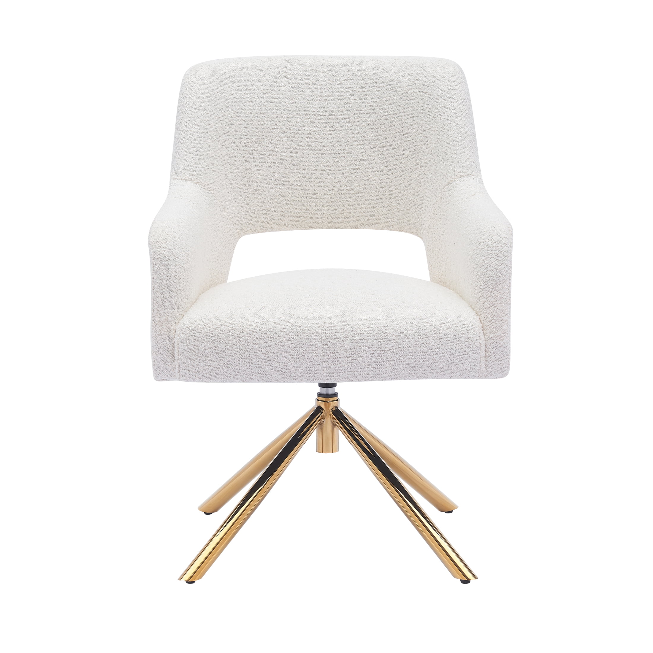 Mid-Century Modern Water and Stain Resistant Boucle Fabric Upholstered Swivel Accent Chair, Cream