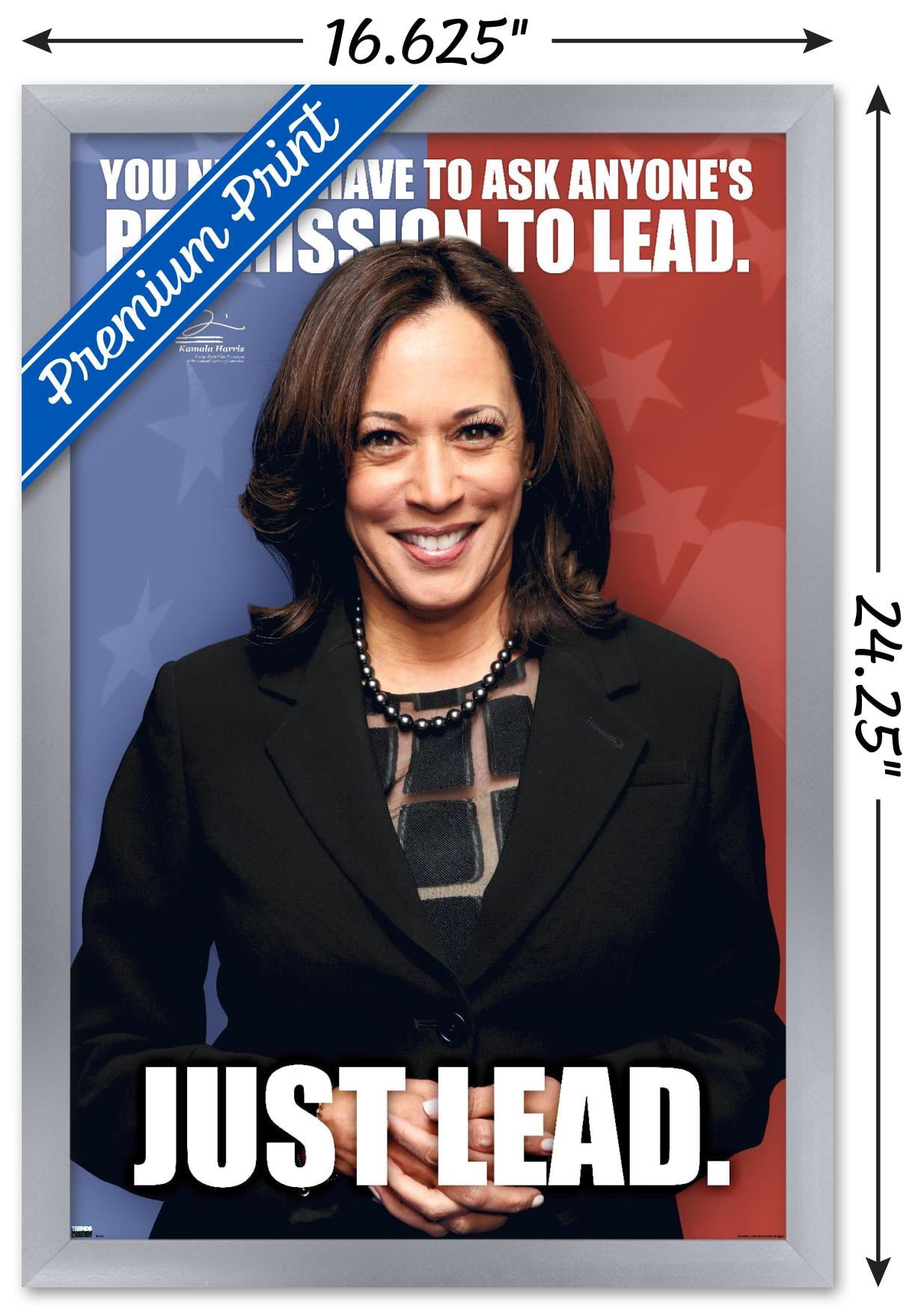 Trends International Kamala Harris - 2021 Vice President Wall Poster 16.5" x 24.25" x .75" Silver Framed Version