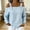 Light Blue, variant on Metal Buckle Straps + Off-Shoulder – Women's Vacation Long Sleeve Top, Dropped Shoulder, Solid Color Casual Outfit Black，M