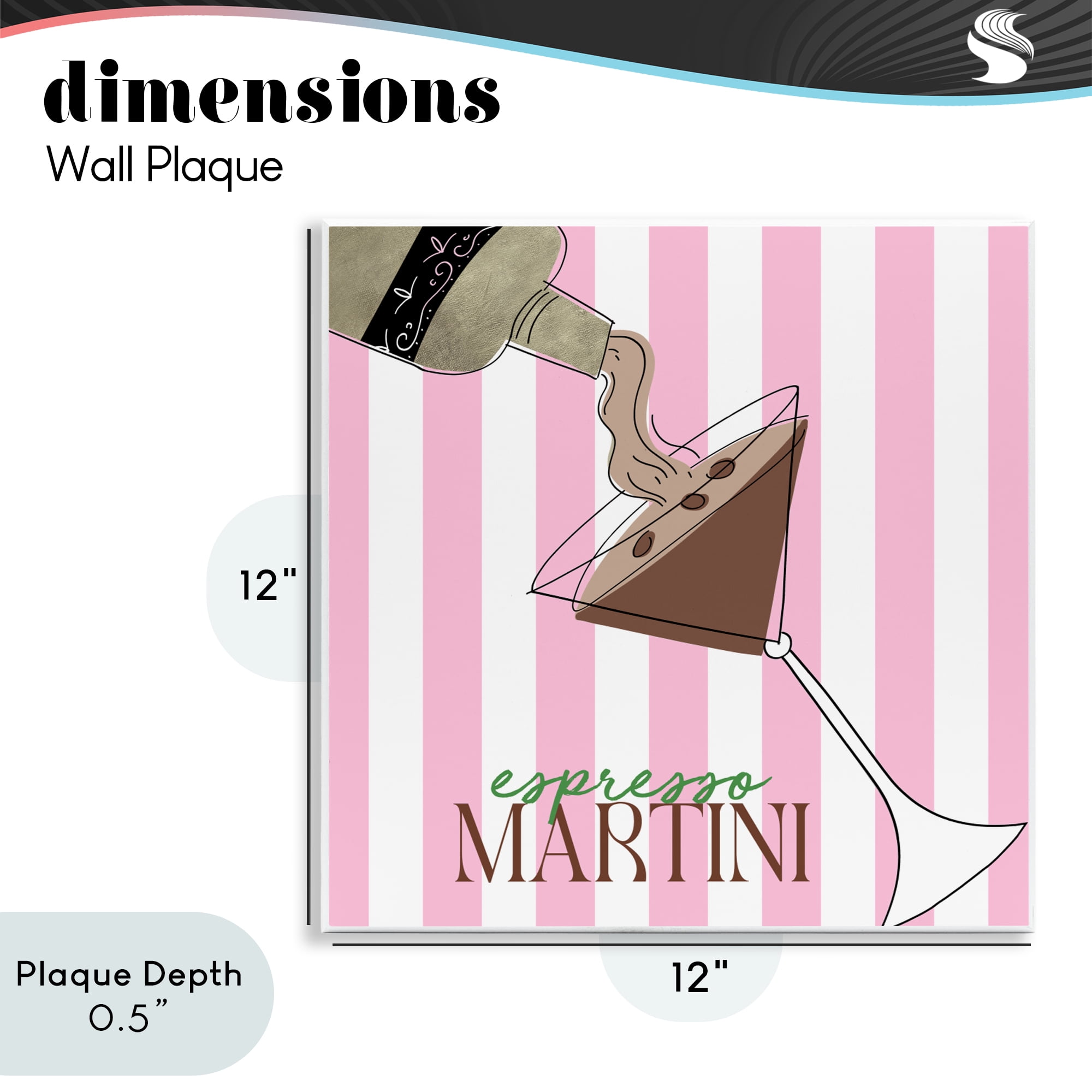 Stupell Industries Espresso Martini Pink Stripes Wall Plaque Art, design by Deidre Mosher
