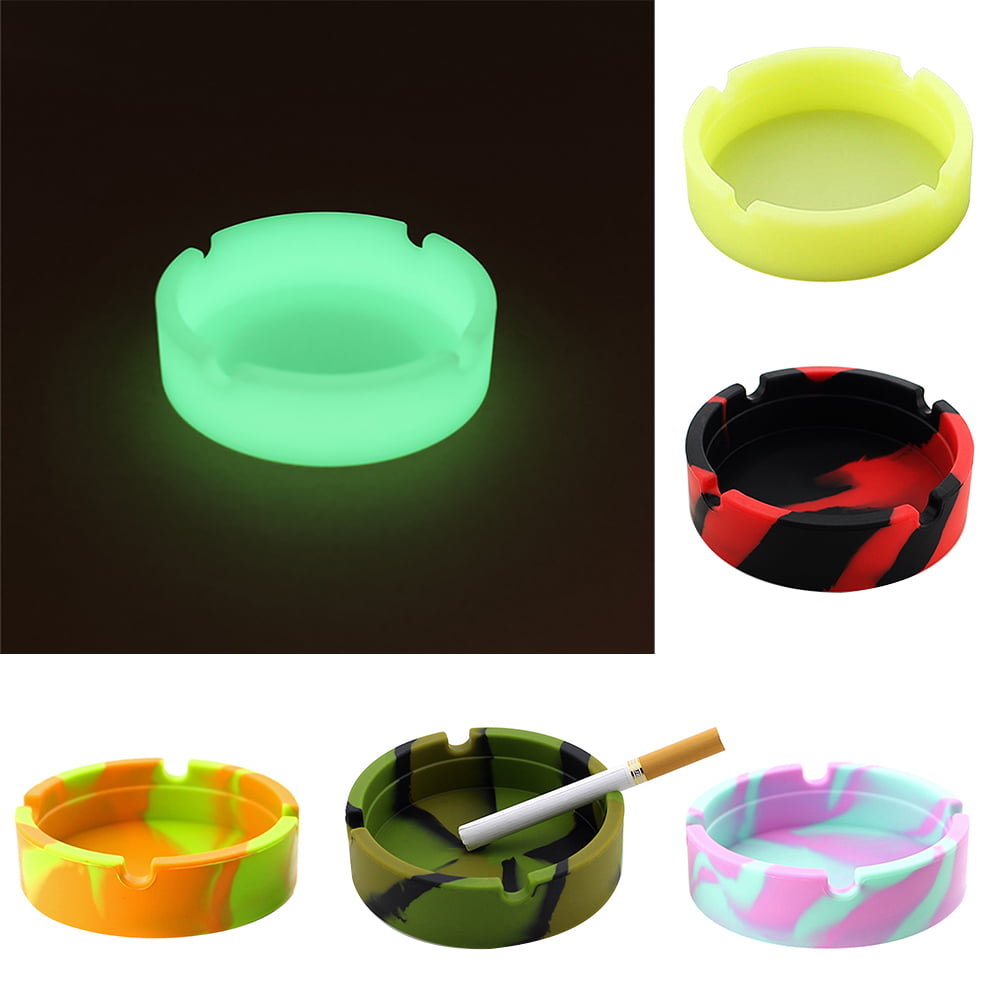 Portable Luminous Silicone Round Ashtray Eco-Friendly Heat-resistant Hot Sale 