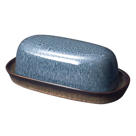 Pfaltzgraff Monroe Stoneware Covered Butter Dish Blue
