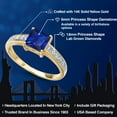thumbnail image 2 of Gem Stone King 14K Yellow Gold Blue Created Sapphire and White Lab Grown Diamond Engagement Ring for Women | 2.00 Cttw | Princess 6MM | Gemstone September Birthstone | Size 7, 2 of 6