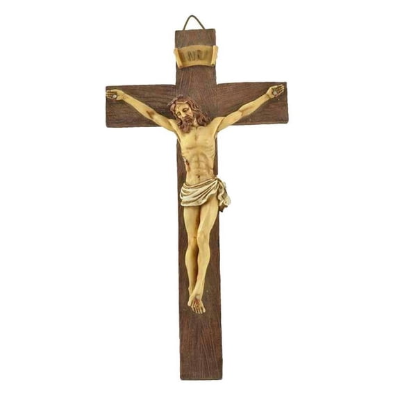 Religious Resin Jesus Cross Crucifix Statue Figurine Wall Sculpture Ornament