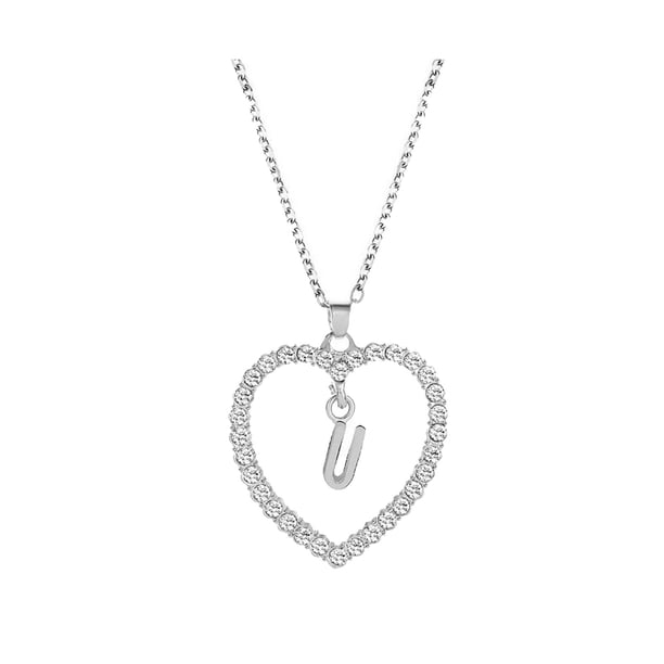 Collar para mujer, joyería para mujer, collar con colgante para mujer, joyería con alfabeto, collar con corazón para amantes, regalos, collar de aleación