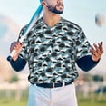 thumbnail image 5 of Zufioo Angry Shark Print Men's Baseball Short Sleeve, Moisture Wicking Button-Down Hip Hop Tee-X-Large, 5 of 7