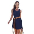 thumbnail image 3 of Women's Crochet Sleeveless Swimsuit Cover-Up with Drawstring Tank Dress Navy Blue S, 3 of 7