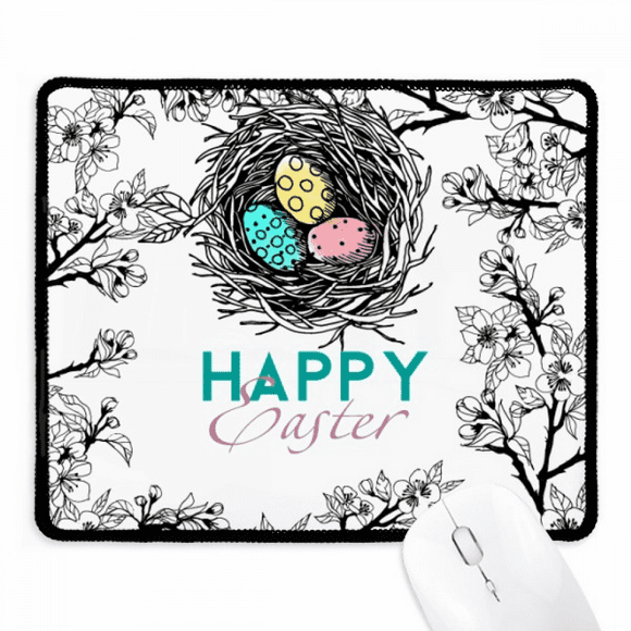 Happy Easter Festival Egg Nest Mousepad Stitched Edge Mat Rubber Gang Pad