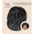 thumbnail image 2 of Gorro de satén para dormir con ajuste antideslizante y ajustable, pañuelo de seda reversible de doble capa para el cabello, color negro., 2 of 5