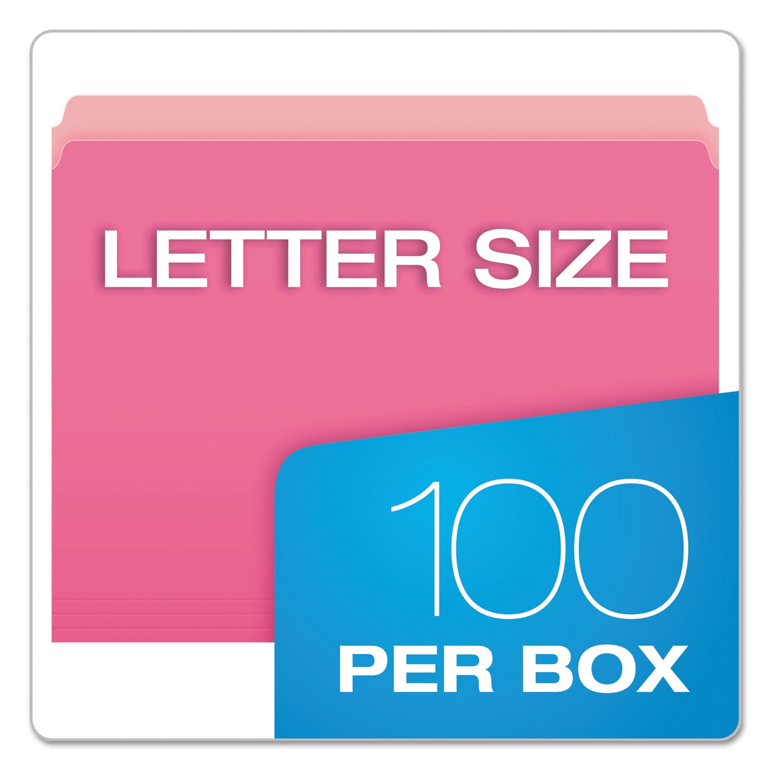 Pendaflex 152-PIN Two-Tone File Folders, Straight Cut, Top Tab, Letter, Pink/Light Pink, 100/Box