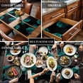 thumbnail image 3 of Placemats for Dinning Table Set of 12, Teal Blue Rose Vintage Abstract Garden Flower Floral Black Burlap Kitchen Place Mats Waterproof Cloth Table Mats, Indoor Outdoor Placemats Dinner Decor, 3 of 8