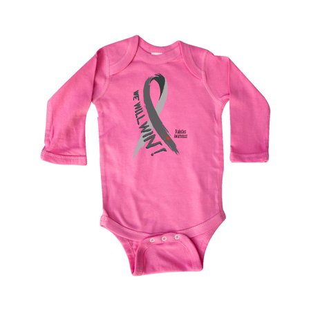 

Inktastic We Will Win Diabetes Awareness with Ribbon Gift Baby Boy or Baby Girl Long Sleeve Bodysuit