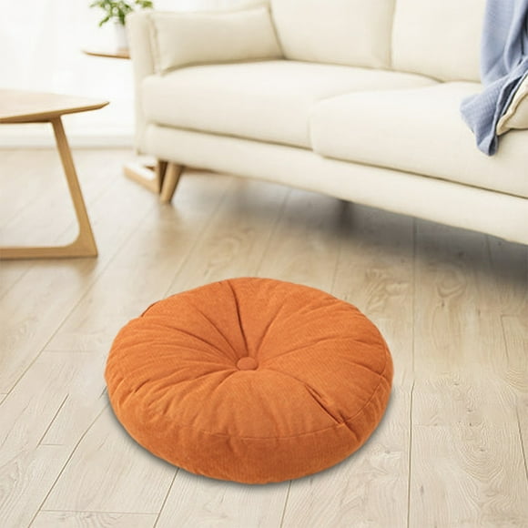 Cojín Redondo de Suelo de Tela Gruesa Almohada Tatami para Balcón Cojín Lavable, Anaranjado MNFD