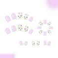 thumbnail image 4 of Square Press on Nails Glossy Design French Fake Nails Acrylic False Nails,Artificial Nails Glues on Nails for Womens, 4 of 7