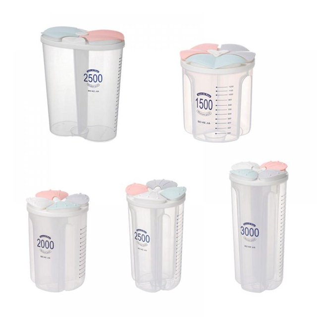 Greyghost Cereal Storage Container, Kitchen Organizer Food Storage Box, with Lids and Compartments, For Grain, Sugar, Flour, Rice, Nuts, Snacks