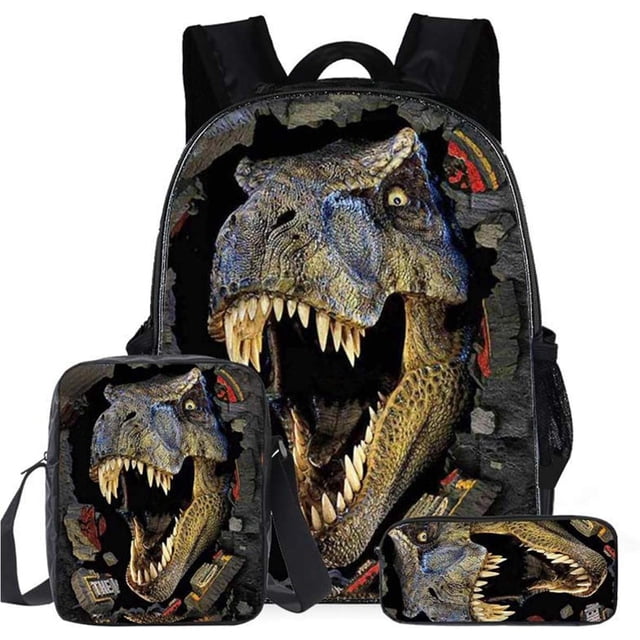 Mochila para niños, mochila escolar primaria Mochila de dinosaurio con bolsa de almuerzo Estuche de lápices Conjuntos de mochilas escolares para niños Estudiantes, Camping, Viajes, Uso diario Kuyhfg Bienvenido a Kuyhfg