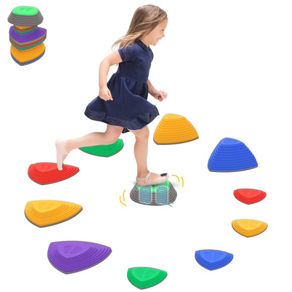 Outsunny Kids Balance Stepping Stones 11 pcs, Indoor Outdoor Play Equipment