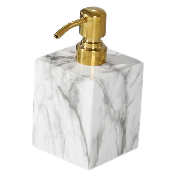 Dispensador de jabón manual con textura de mármol, dispensador de jabón líquido para manos, loción a prueba de fugas Blanco