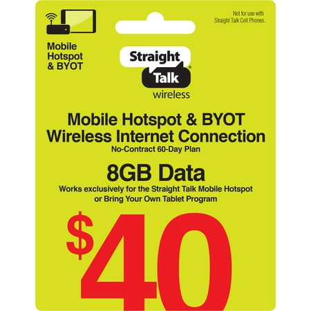 Straight Talk $40 Mobile Hotspot 8GB of Data 60-Day Plan Direct Top Up
