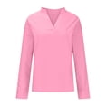thumbnail image 3 of Womens Long Sleeve Shirts V Neck Loose Fit T-Shirt Fashion Cute Casual Tops Going Out Business Work Blouse, 3 of 5