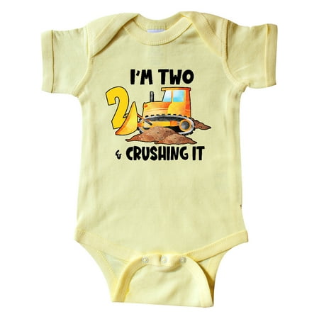 

Inktastic I m 2 and Crushing It Construction 2nd Birthday Gift Baby Boy or Baby Girl Bodysuit