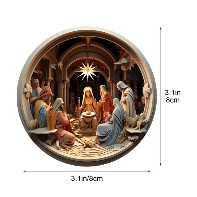 Decoraciones de Navidad Del Coche 2024 Navidad Visión 3D Nacimiento Bendición Colgante Acrílico Ornamento de Coche Ornamentos de Navidad para Árbol