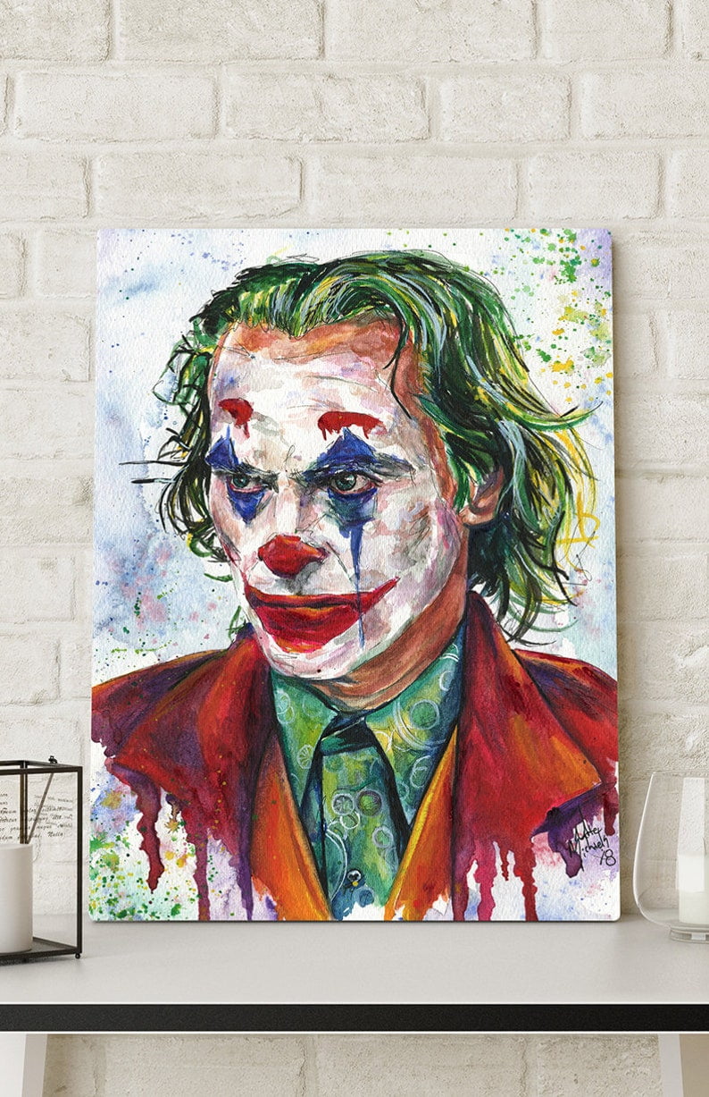 Horror Joker Canvas Art, Iconic Wall Art, Original Home Décor Painting Movie Art, Hollywood