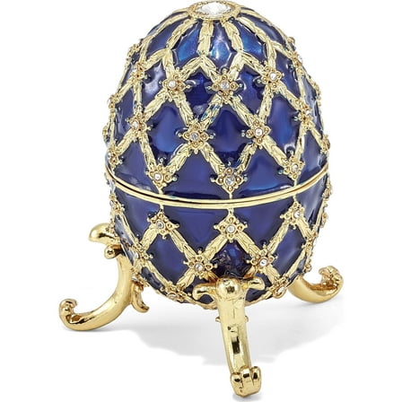 Fashion Bejeweled Grand Royal Blue (Plays Unchained Melody) Musical Egg (2.5 X 2.5) Made In China bj2173