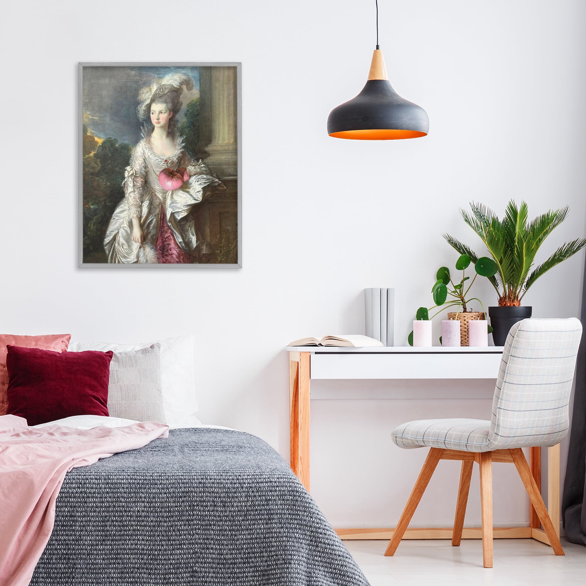Stupell Industries Historical Lady with Boxing Glove Gray Framed Giclee Art, design by Grotto Studios