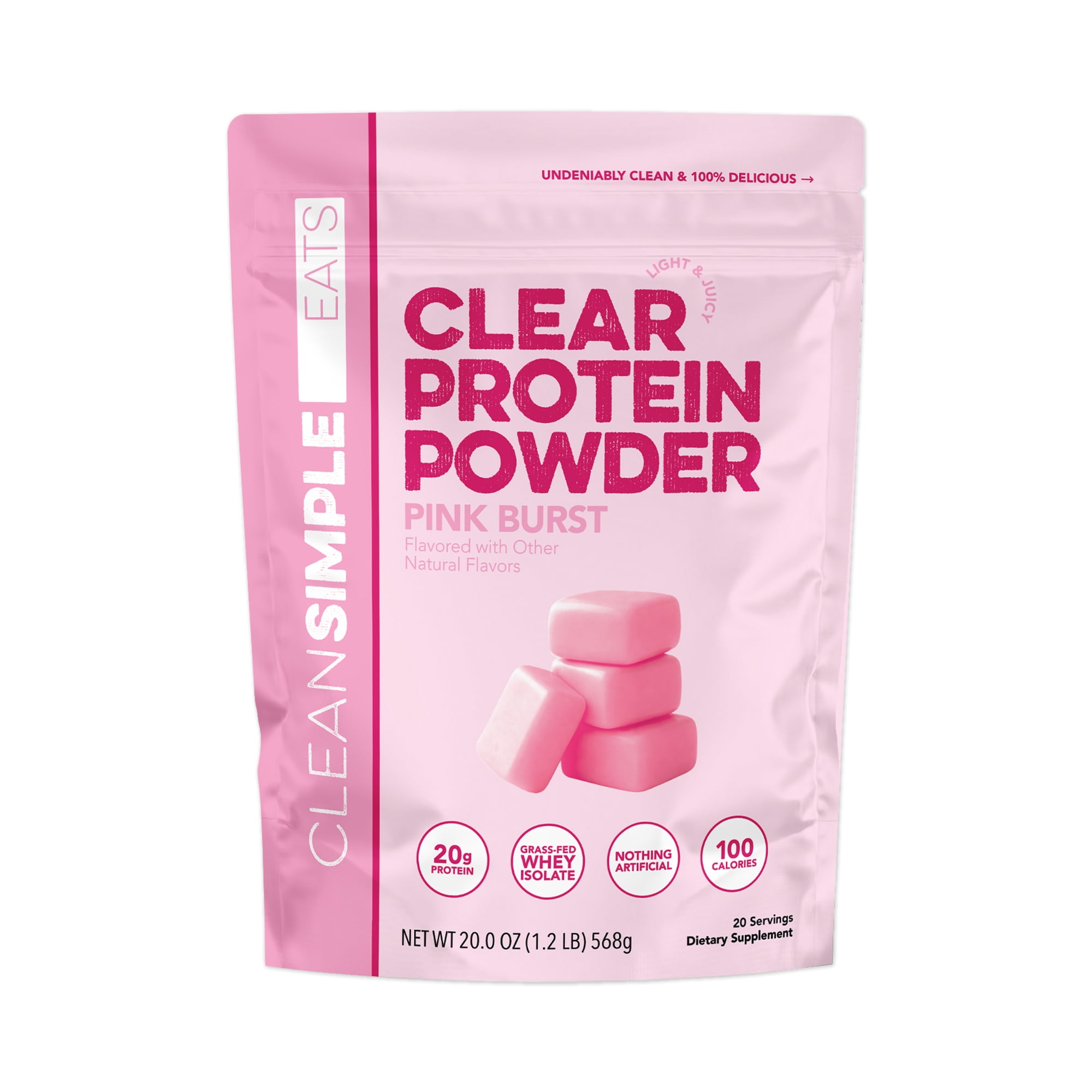 Clean Simple Eats Clear Protein Powder Pink Burst Gusset - 20 Servings