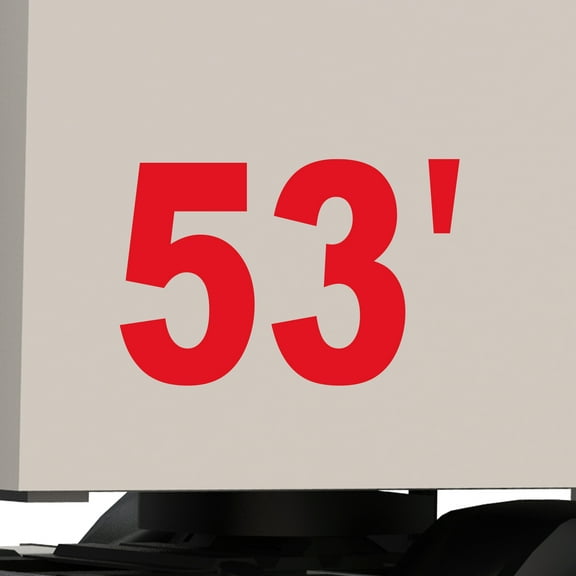 Set of 2 - 53' 53 ft 53 feet Trailer Length Vinyl Decal Sticker - Many Colors & Sizes - Trailer Sign Semi-Trailer Length Number Truck Safety Markings for Dry Van and Reefer Trailers (7" x 5", Red)
