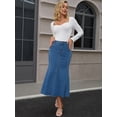 thumbnail image 7 of DARING DIVA Women's Fishtail Jean Stretchy Midi Denim Skirts Large Blue, 7 of 7