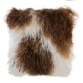 thumbnail image 1 of Housse de Coussin en Fourrure d'Agneau Mongol Marron et Blanc, 1 of 1
