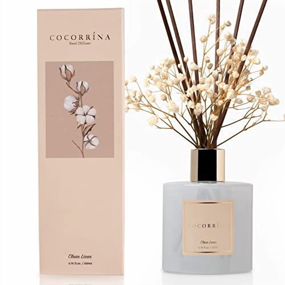 Cocorr Na Reed Diffuser Set 6.7 Oz Clean Linen Scented Diffuser With Sticks Home Fragrance Essential Oil Reed Diffuser For Bathroom Shelf Decor